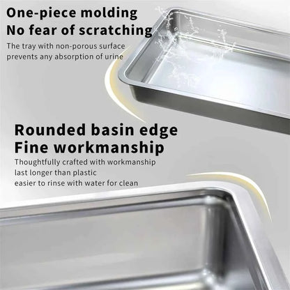 Enclosed Stainless Steel Cat Litter Box with Lid Scoop Large Litter Box Covered Top Entry Litter Pan High Sided Easy Cleaning