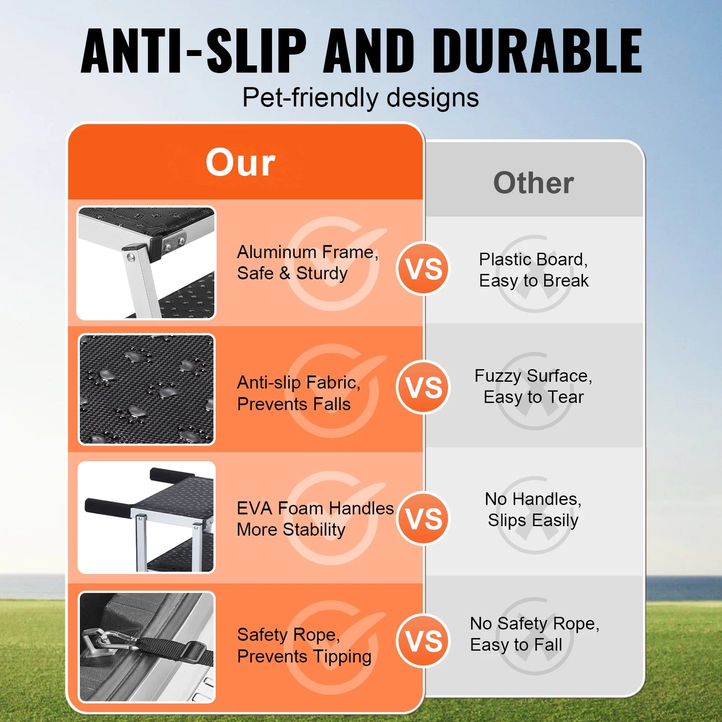 SucceBuy Dog Car Steps Folding Portable Pet Stairs