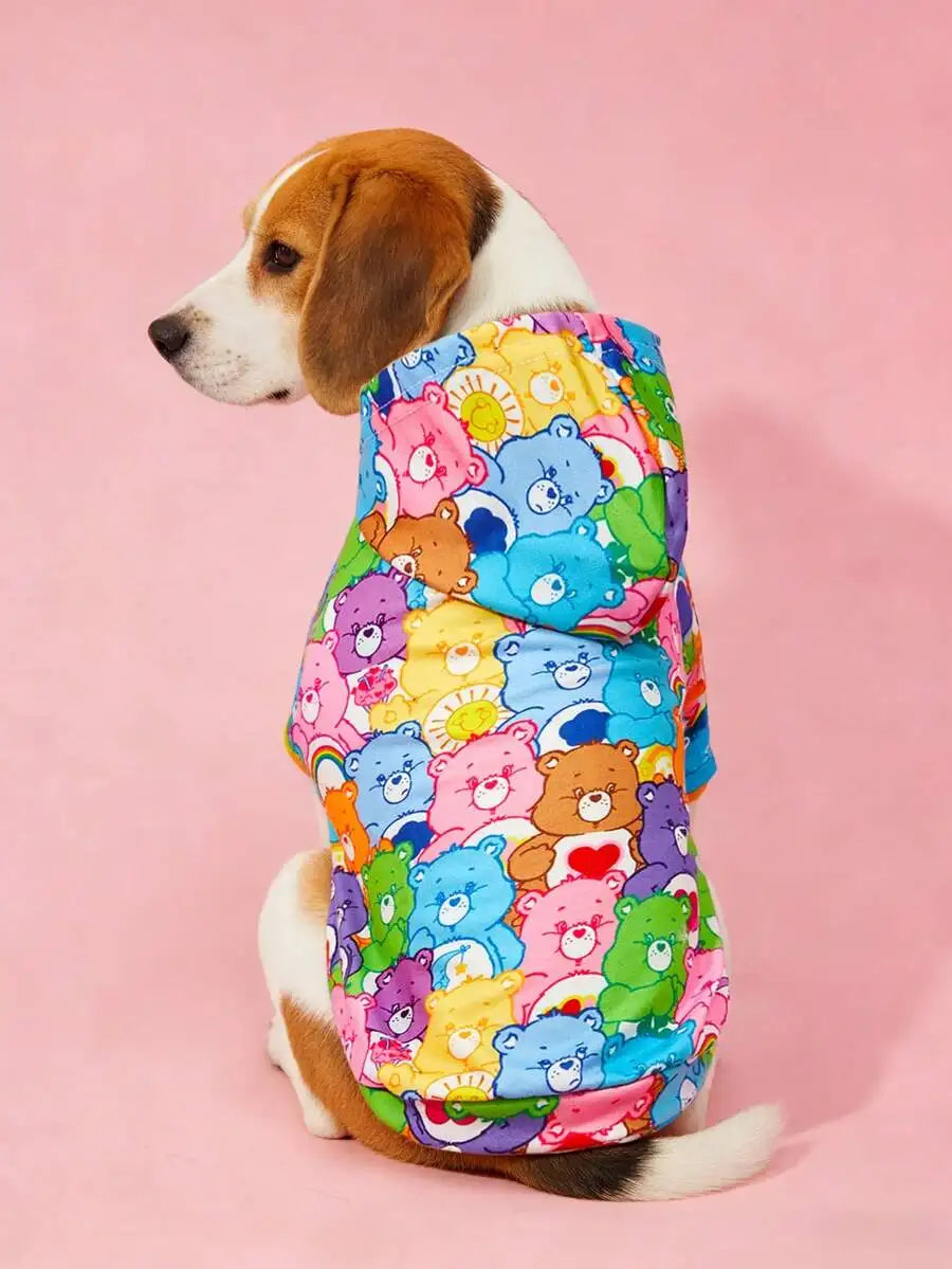 Rainbow Cloud Bear Print Pet Hoodie Sweatshirt for Dogs and Cats