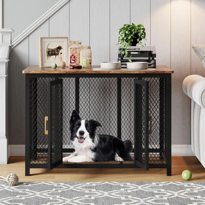 48 Inch Large Dog Crate Furniture with Top Access Door,Heavy Duty Wooden Pet Cage for Medium to Large Dogs Up to 110 Lbs