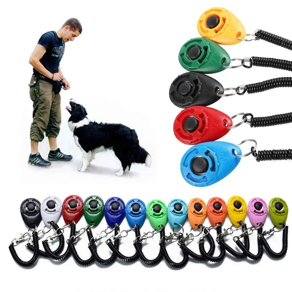 2 in 1 Dog Training Clicker Pet Plastic New Dogs Click Trainer Aid Tools Adjustable Wrist Strap Sound Key Chain Dog Supplies
