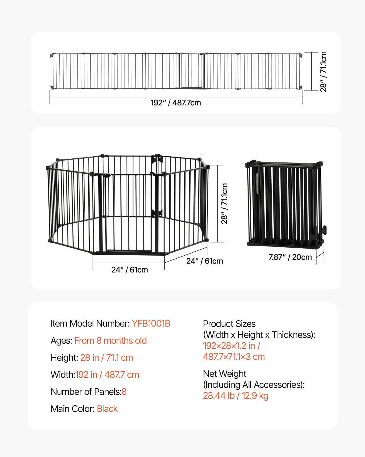 SucceBuy Baby Gate Walk Through for Dogs and Kids