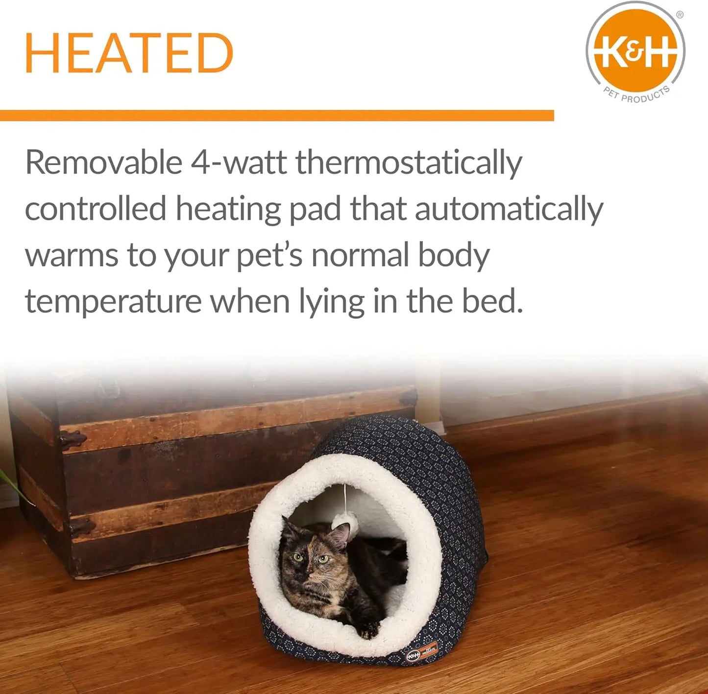 Heated Cat Cave Bed Collapsible Pet Tent and Machine Washable