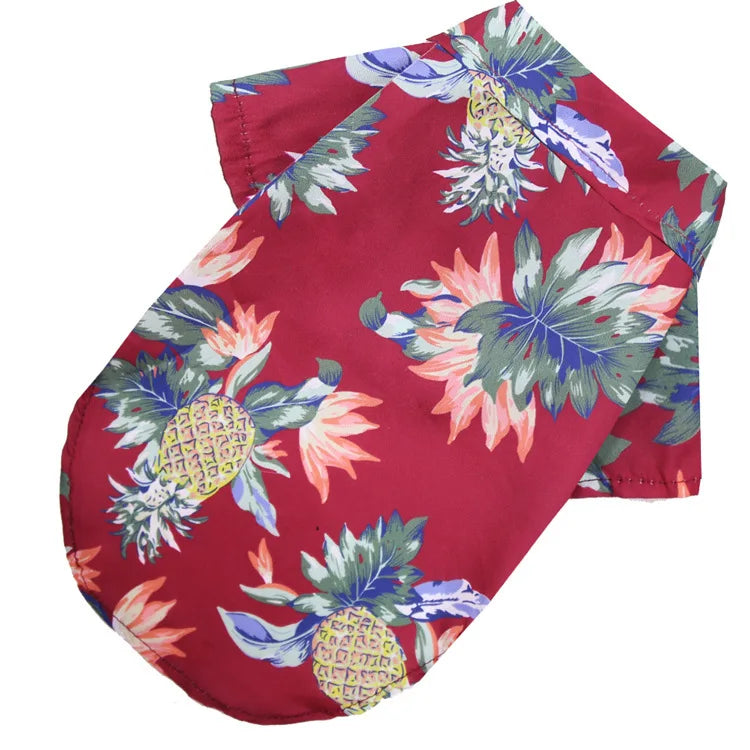 Hawaiian-style pet dog clothing Summer beach dog shirt Suitable for small and medium dogs Dog puppy cat clothes Pug French Bulldog