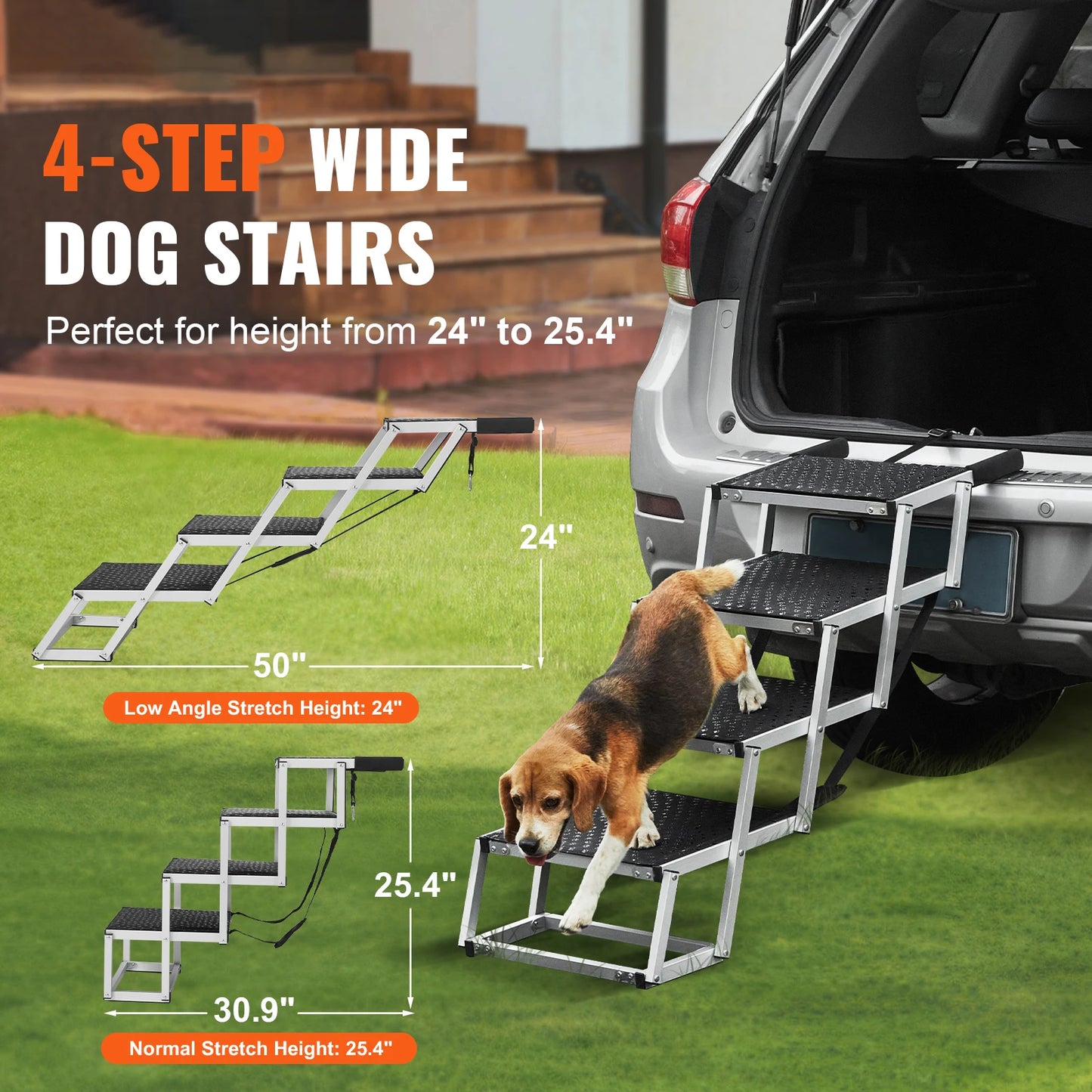 SucceBuy Dog Car Steps Folding Portable Pet Stairs