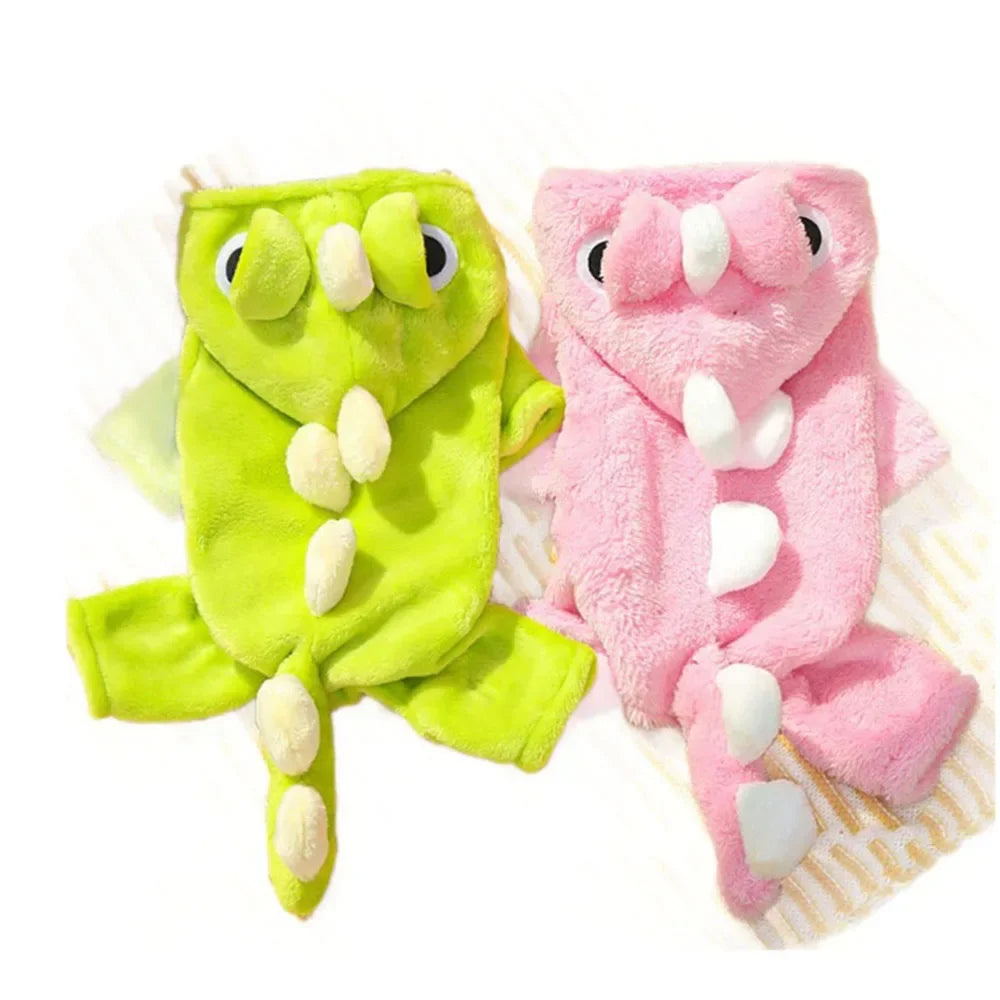 New Dinosaur Dog Clothes Fun Pet Costume Autumn Winter Flannel Warm Puppy Cat Pet Clothing 4 Legs Coat Jacket Small Dog Jumpsuit