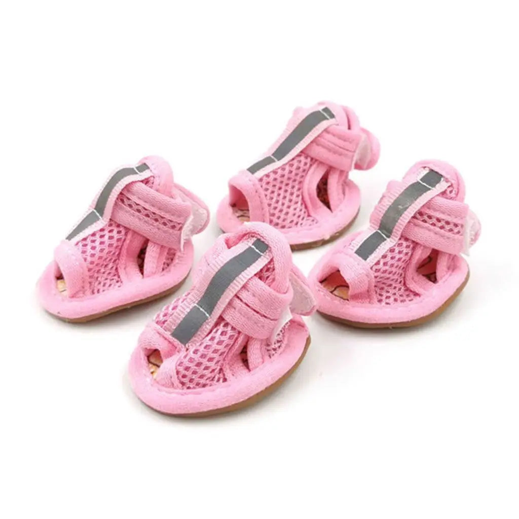 4pcs/pack Anti-slip Outdoor with Reflective Strap Spring Summer Wear Breathable Puppy Shoes Pet Supplies Pet Sandals Dog Shoes
