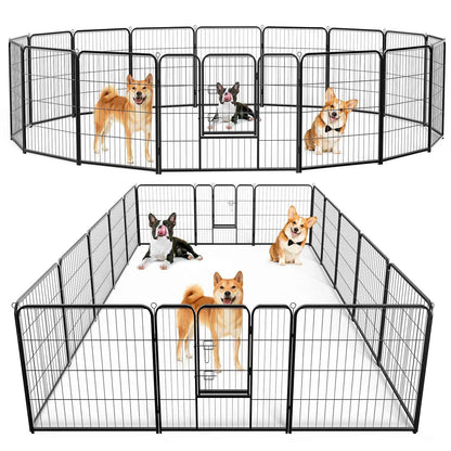 JHK 16 Panels Dog Playpen Pet Fence Metal 24 Inch to 32 Inch Foldable Large Dog Puppy Exercise for Yard Gate Camping Outdoor