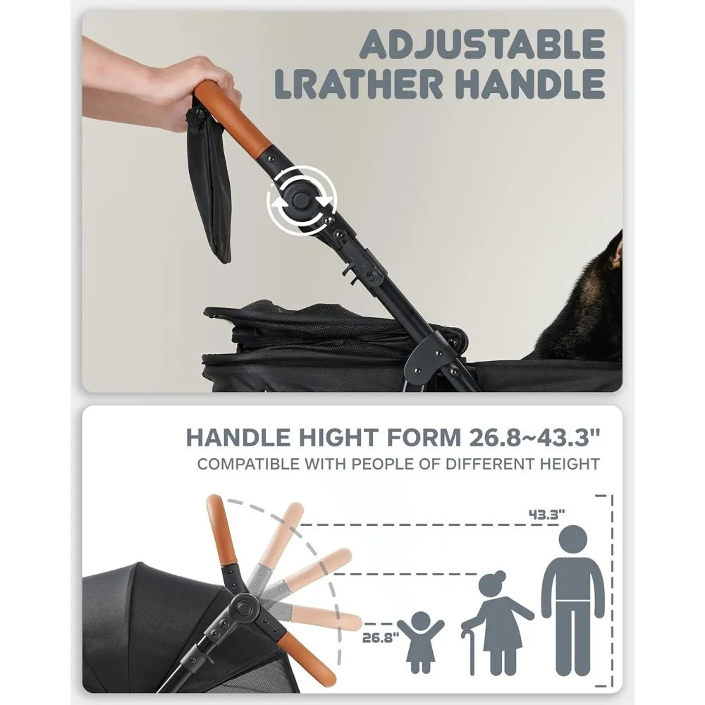 Dog Stroller for Large Dogs, pet Stroller for Medium Dogs Up to 66lbs, All-Terrain with Adjustable Handle & Canopy, Sun S