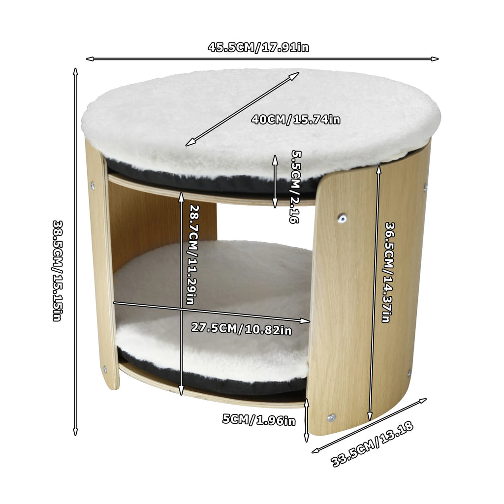 BINGOPAWCN Elevated Cat Bed Two-Tier Cat Tree Bamboo Frame