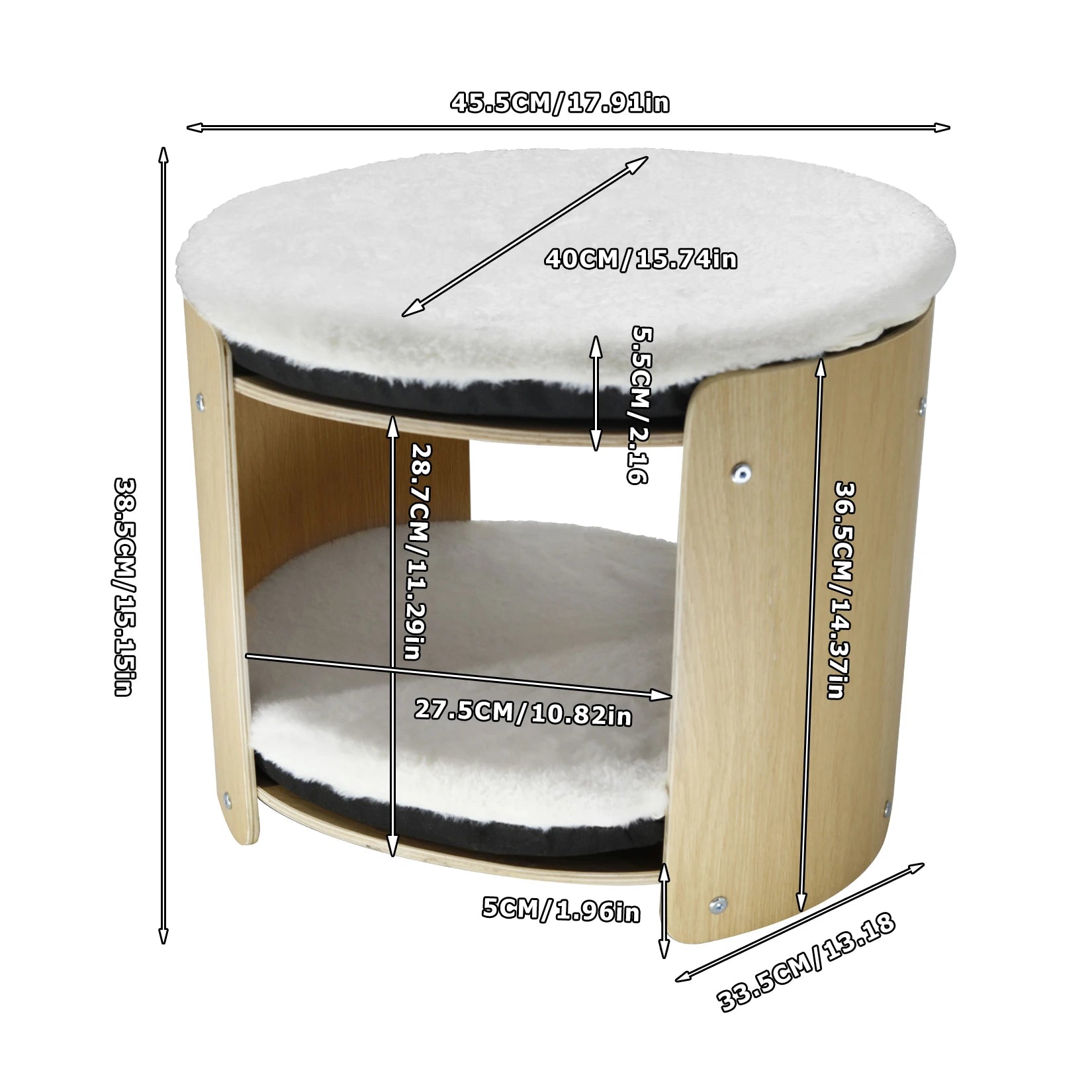 BINGOPAWCN Elevated Cat Bed Two-Tier Cat Tree Bamboo Frame