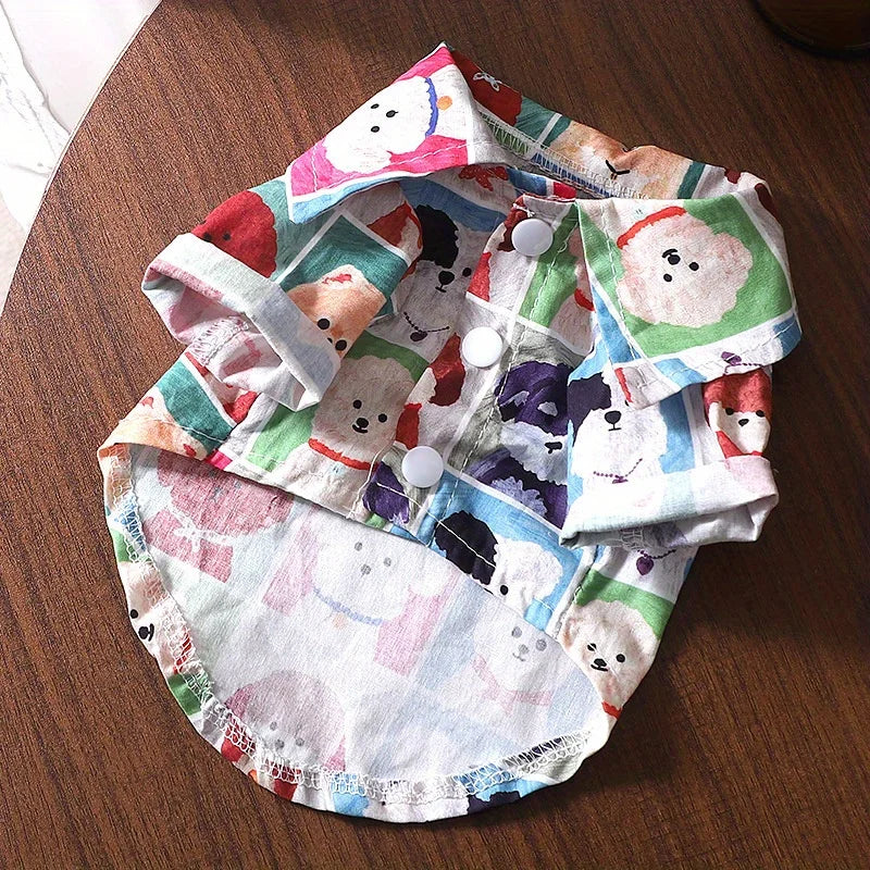 Stylish Lightweight Breathable Cartoon Pet Dog Shirt Clothing Set