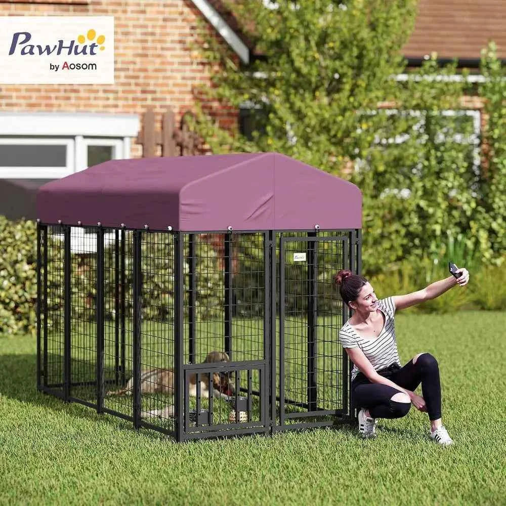 Heavy Duty Outdoor Dog Kennel With Adjustable Bowls And Lock