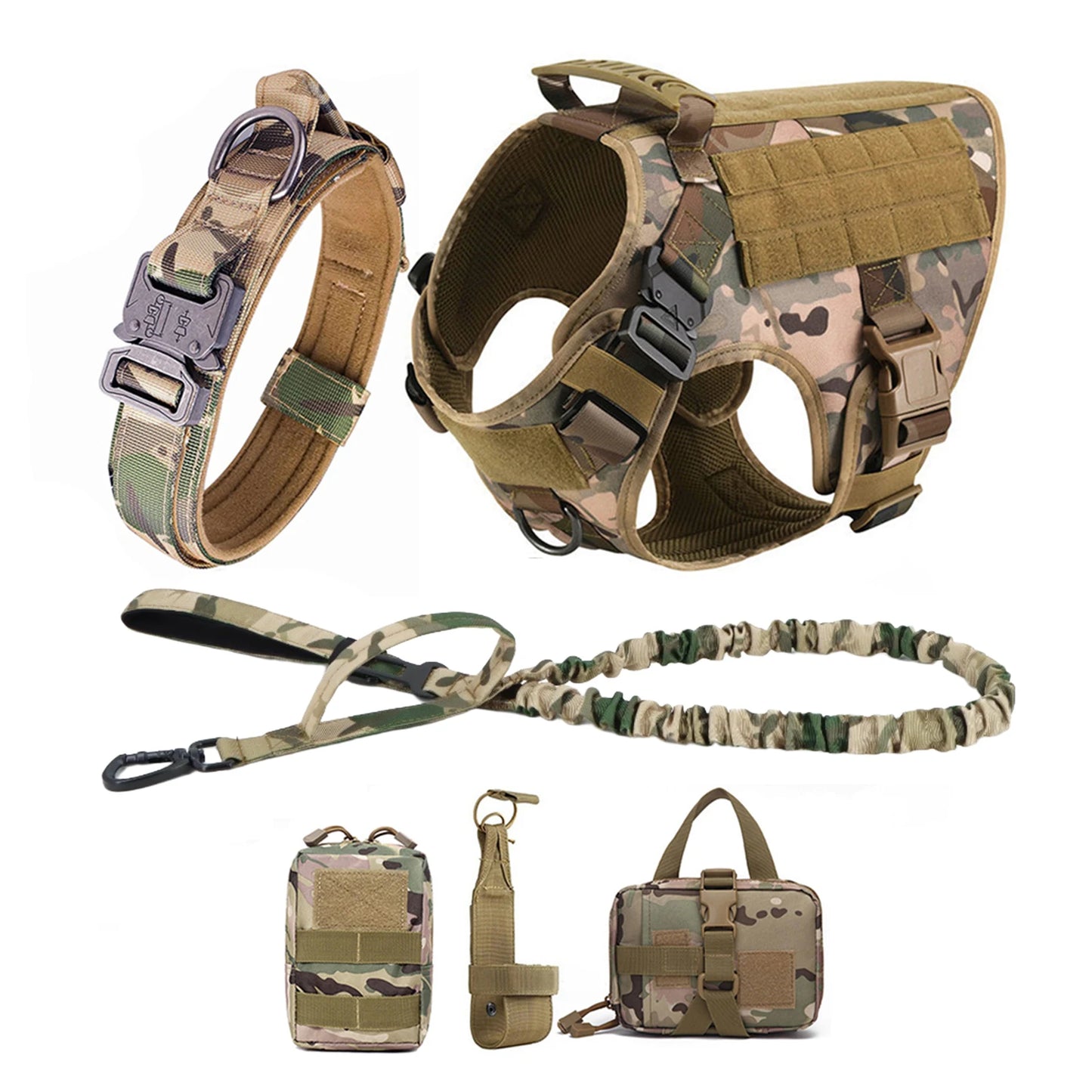 PETRAVEL Tactical Dog Harness Leash Molle Pouches For German Shepherds