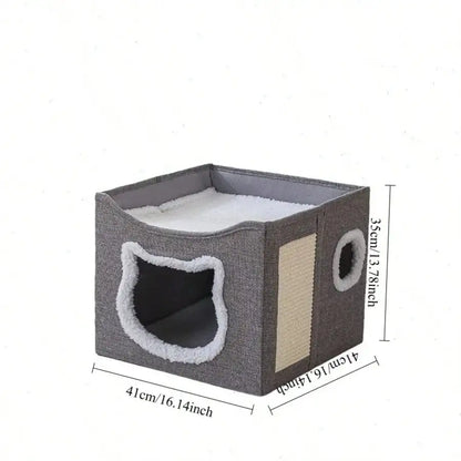 Multi Level Cat House With Foldable Play Cube Bed Tunnel