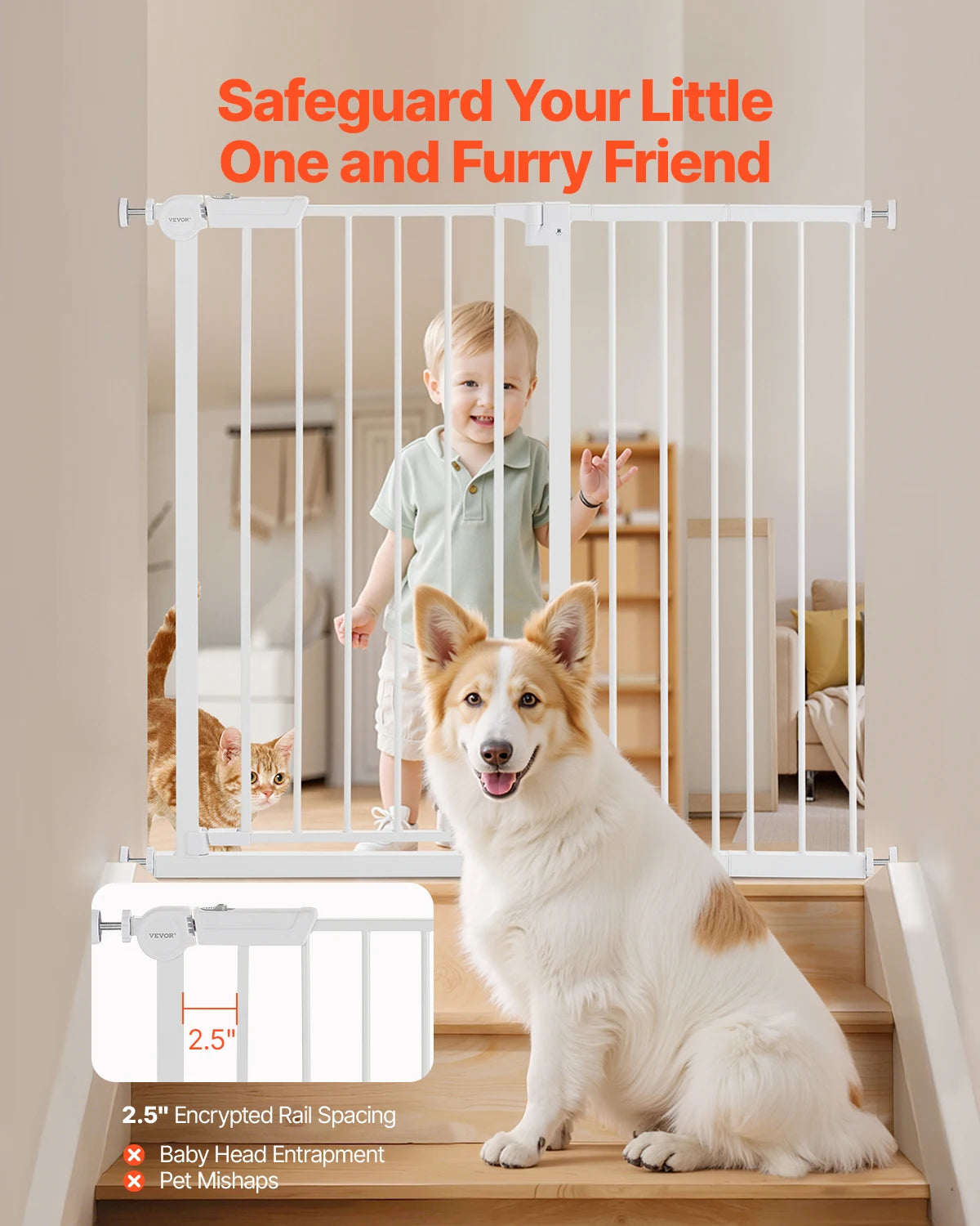 SucceBuy Baby Gate Walk Through for Dogs and Kids