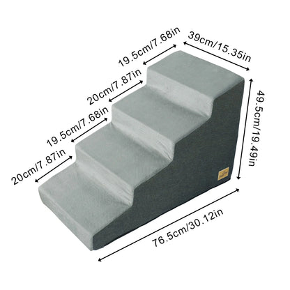 3/4 Steps High Density Foam Dog Stairs Ramps, for High Beds and Sofa, Non-Slip Pet Steps Sofa Bed Ladder, with Washable Cover