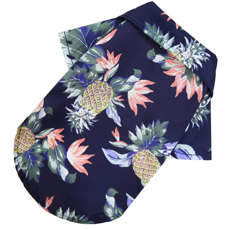 Hawaiian-style pet dog clothing Summer beach dog shirt Suitable for small and medium dogs Dog puppy cat clothes Pug French Bulldog