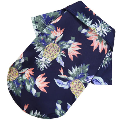 Hawaiian-style pet dog clothing Summer beach dog shirt Suitable for small and medium dogs Dog puppy cat clothes Pug French Bulldog