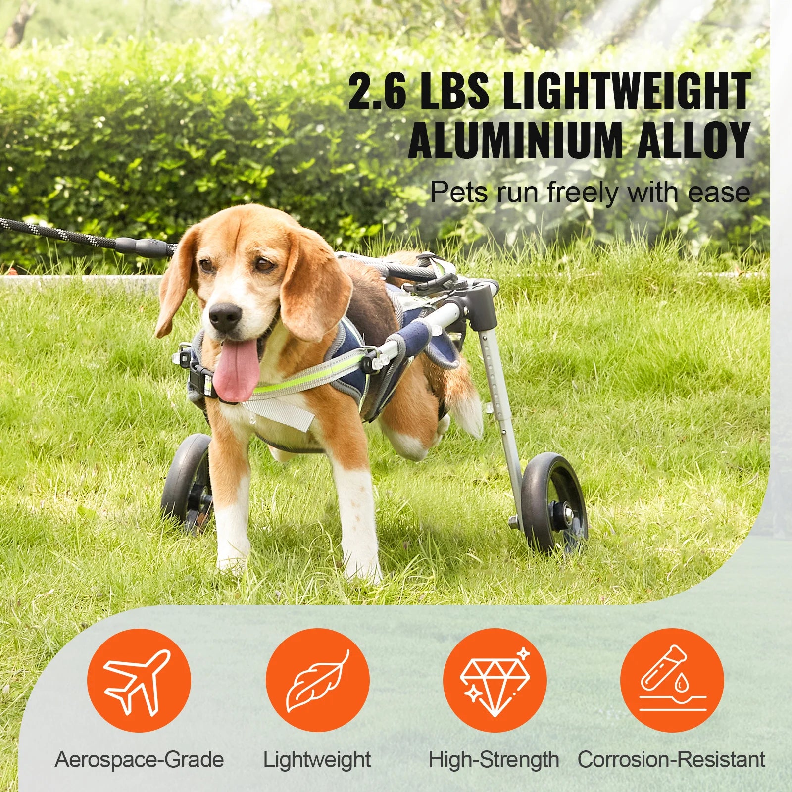 2 Wheels Dog Wheelchair for Back Legs and Hind Limbs