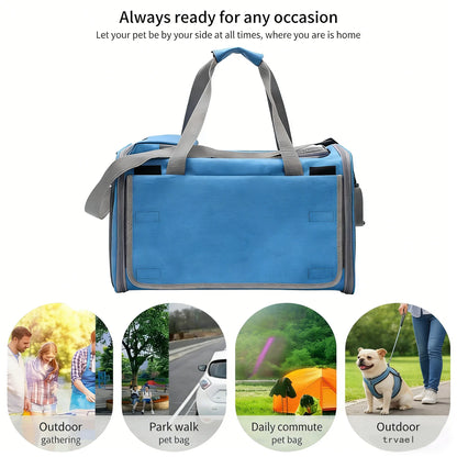 Portable Expandable Pet Travel Bag Soft Sided Breathable Carrier Crossbody
