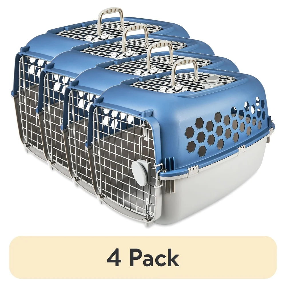 Multicolored Plastic Double Door Pet Kennel Top Opening Dogs Cats Heavy Duty Durable Secure Travel Carrier with Ventilation