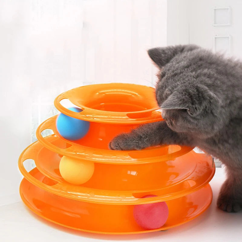 Cat Turntable Toy Plastic Multi Layer Teaser Relieves Boredom