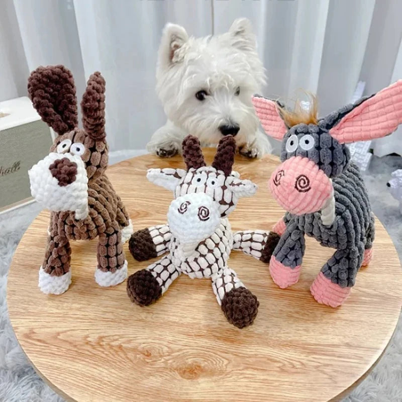 Plush Squeaky Puppy Chew Toys For Small Dogs Donkey Design