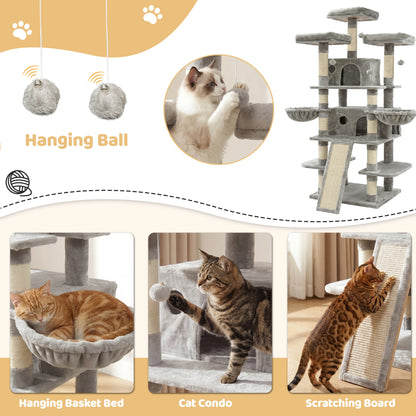 Four-Tier Cat Tree Tower With Condos And Plush Perches