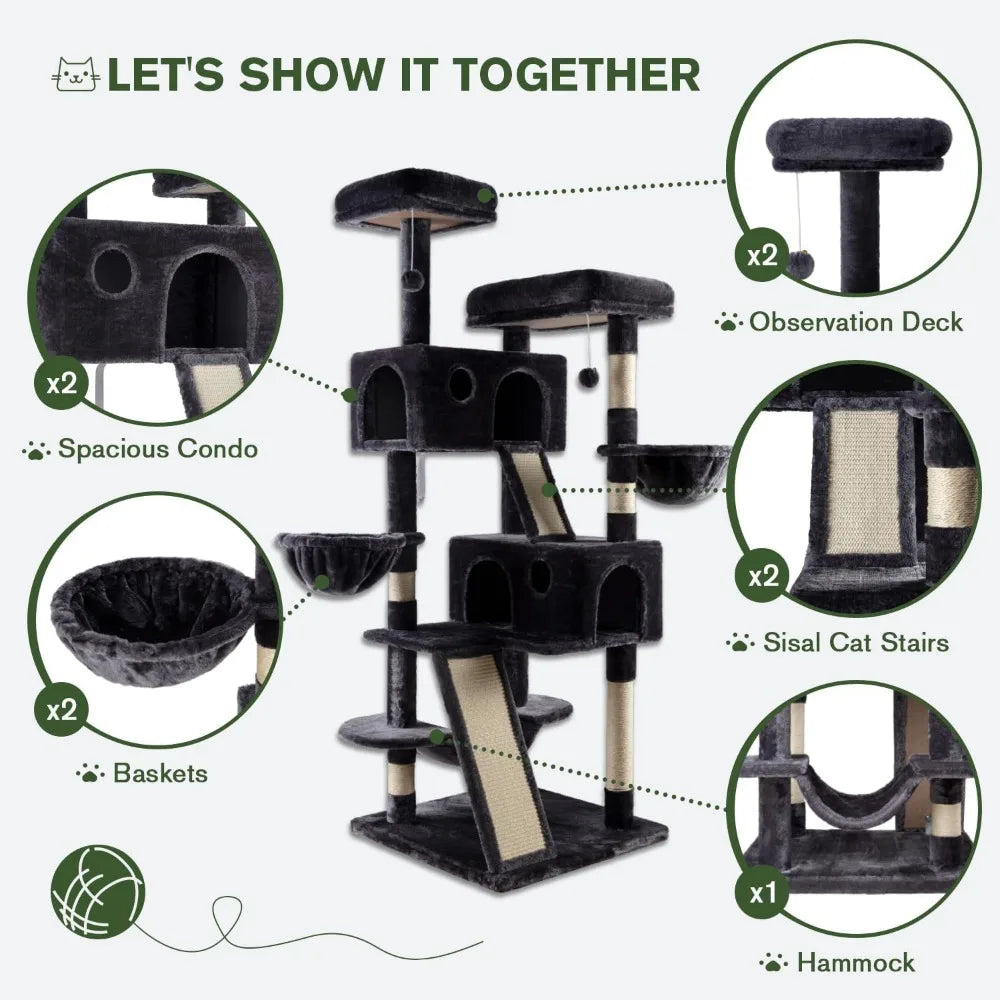 DAFIFY Multi Level Cat Tree Tower for Indoor Cats Sisal
