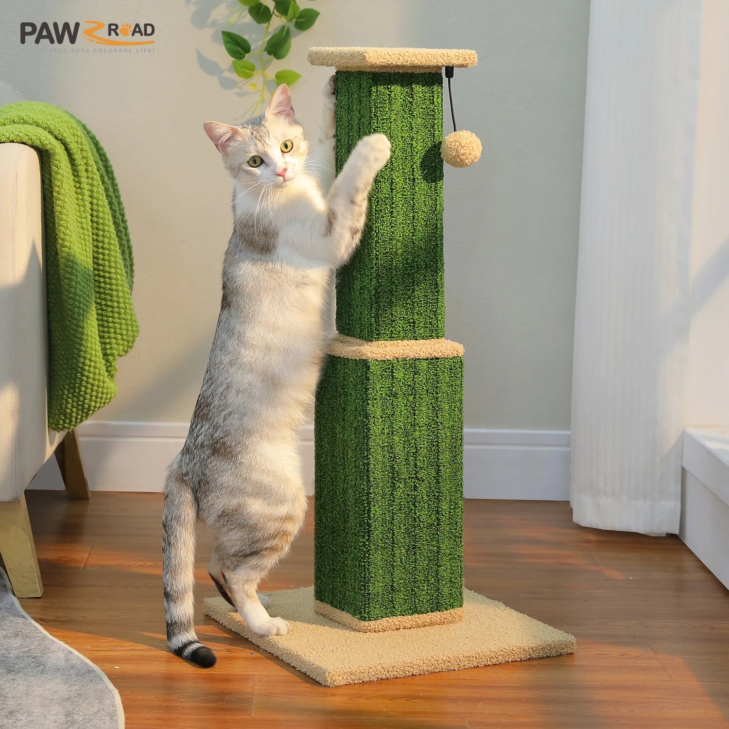 PAWZ Road Cat Scratcher With Woven Sisal Ball Toy Indoor