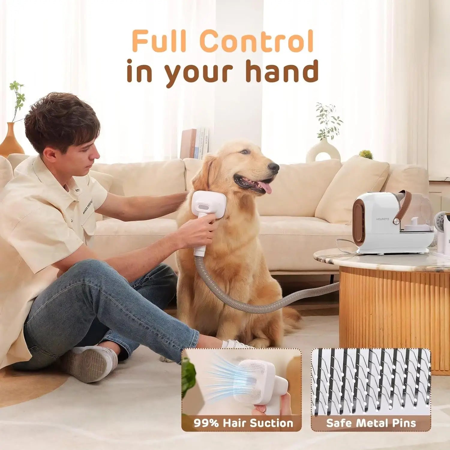 Pet Grooming Vacuum Kit With 7 Tools For Home Shedding