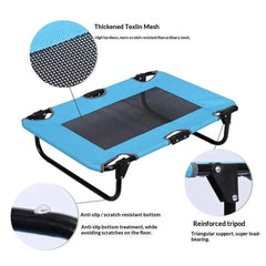 Collapsible Raised Pet Camping Bed Breathable Ventilated Mesh Surface Removable Waterproof Oxford Cloth Foldable Metal Bracket Anti-moisture Elevated Dog Bed Summer Heat Relief Rest Bed For Large Medium Dogs pet bed