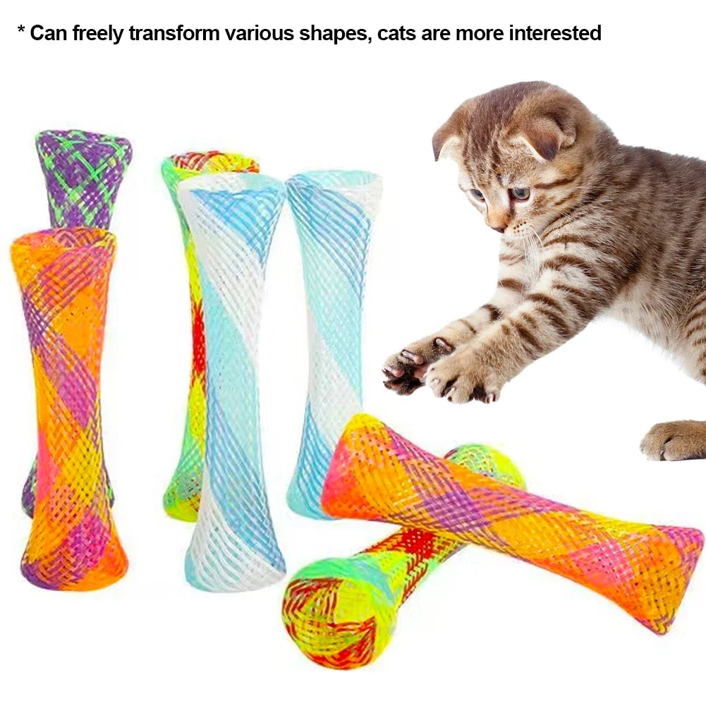 Kitten Cat Spring Toys Set Bouncing Interactive Telescopic Tubes