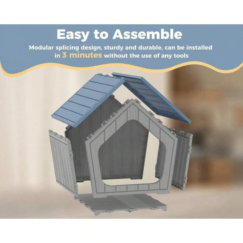 Weatherproof Indoor Outdoor Dog House Durable Resin Shelter For Pets