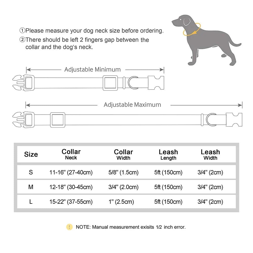 Pet Artist Nylon Custom Dog Collar Leash Set Nameplate ID