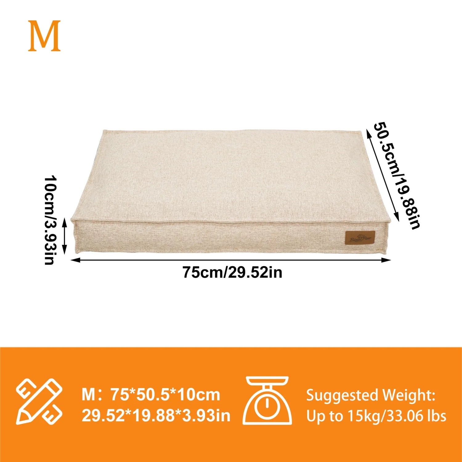 M/L/XL/2XL Dog Beds Cozy Cushion for Medium Large Dogs Rectangular Pet Bed Sleep Mat with Linen Cover Foam Base Waterproof Lining