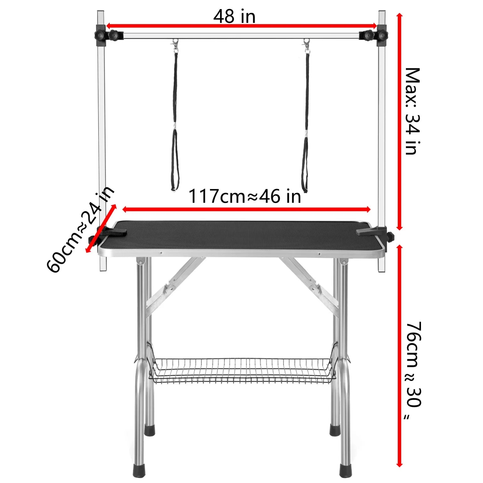 Professional Dog Grooming Table With Arm And Mesh Tray Portable