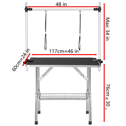 Professional Dog Grooming Table With Arm And Mesh Tray Portable