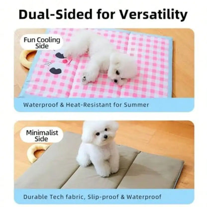 Dog Cooling Mat Reversible Gel Infused Pad with Waterproof Layer