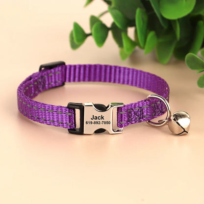 Free personalized kitten collar, engraved with pet dog's name, anti-lost, suitable for cats and small dogs, adjustable