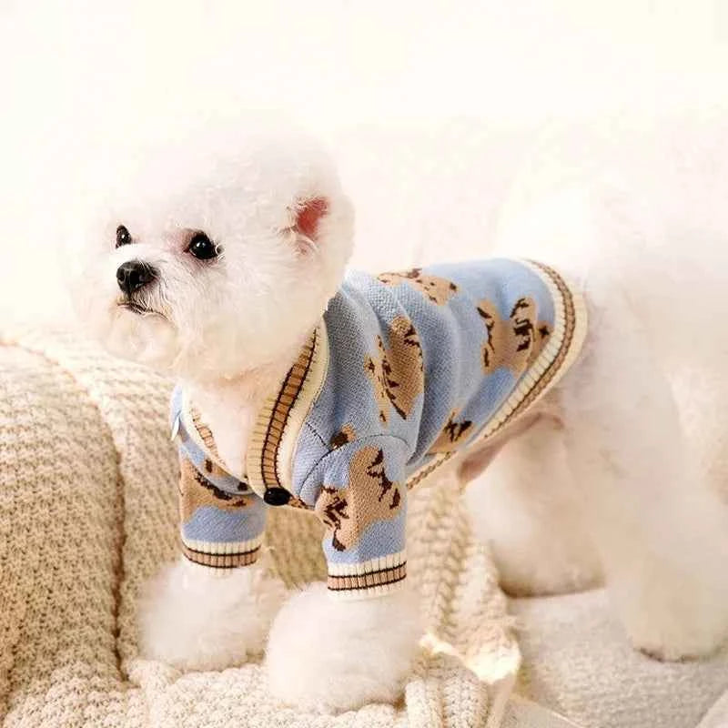 DOGGYZSTYLE Luxury Striped Cotton Cardigan Sweater For Dogs And Cats
