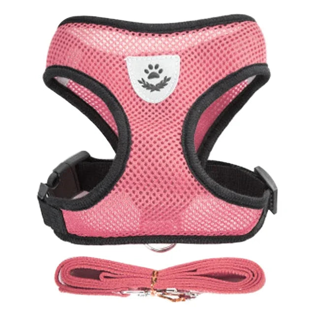 Cat Harness Vest With Adjustable Polyester Mesh Leash For Pets