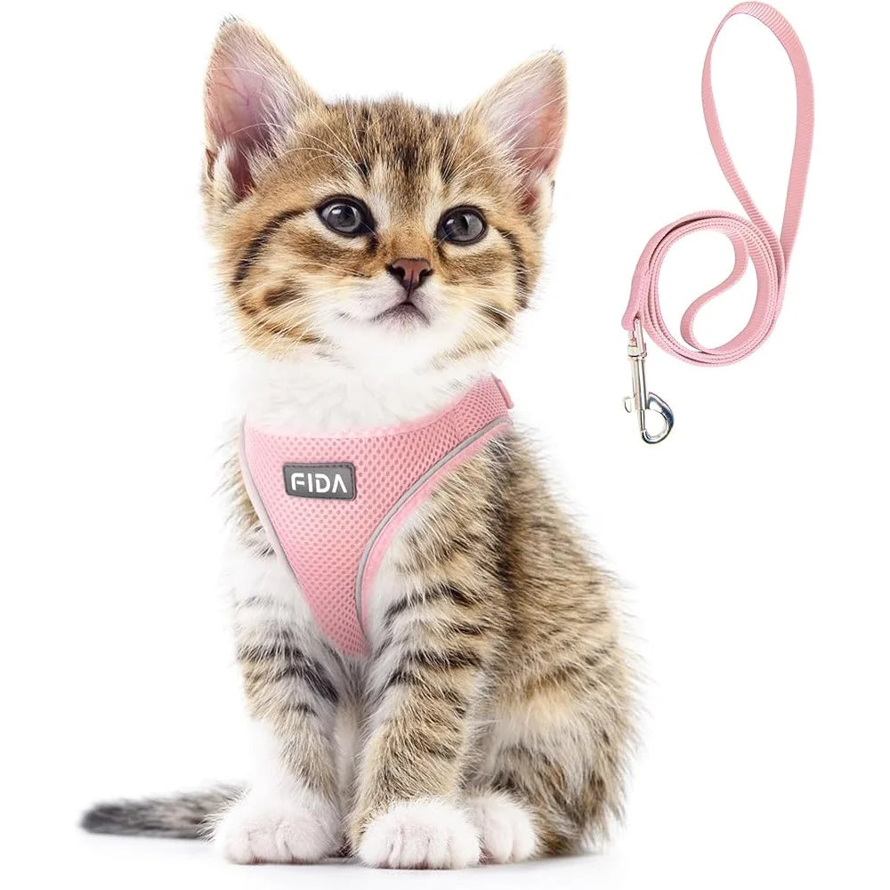 Adjustable Escape Proof Mesh Cat Harness And Leash Set