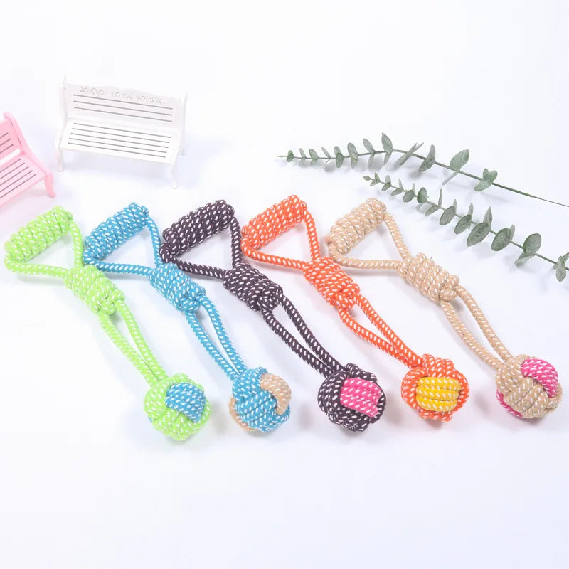 VZZ Interactive Cotton Rope Mini Dog Toy Ball Chew