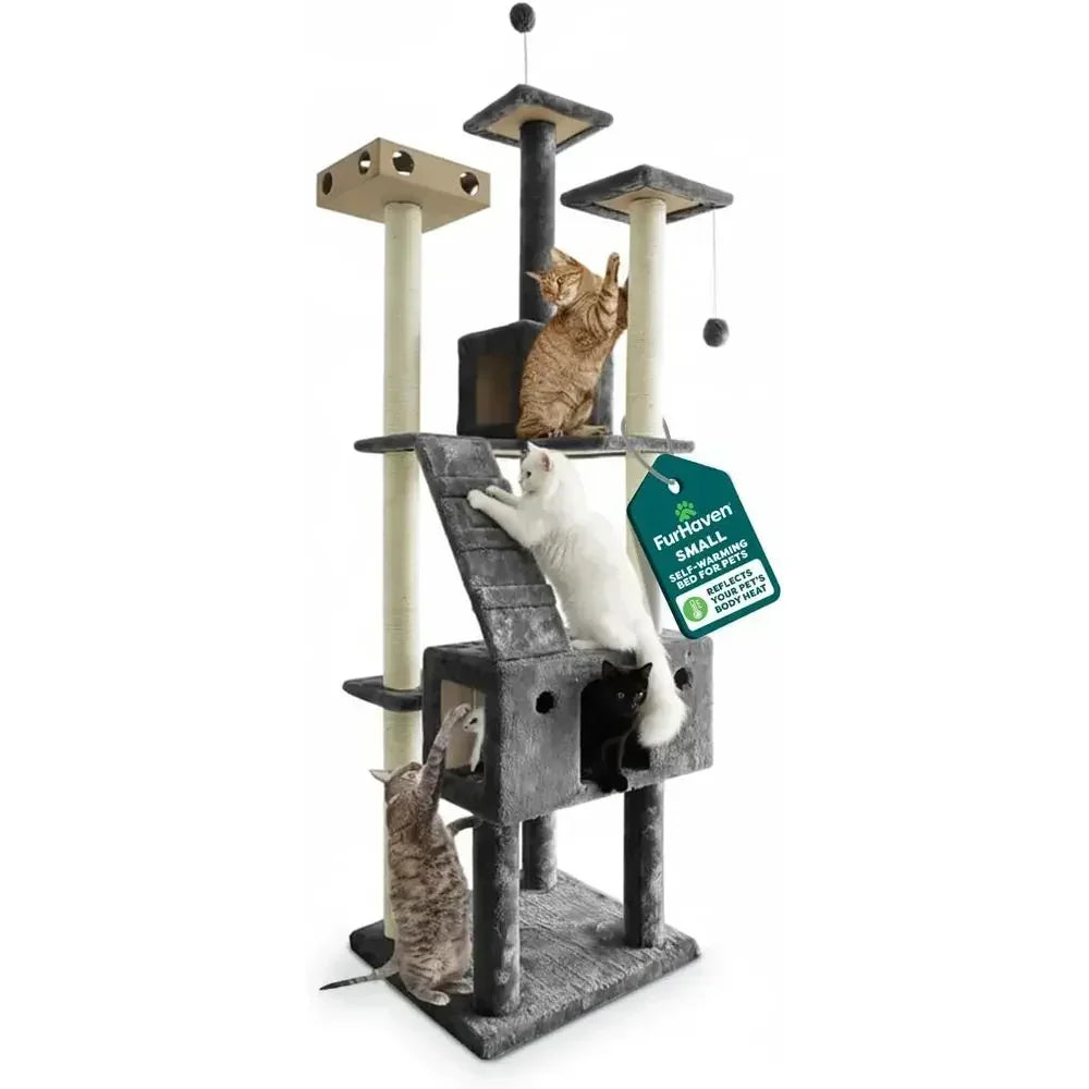 Sisal Cat Tree With Condos And Perches For Indoor Cats
