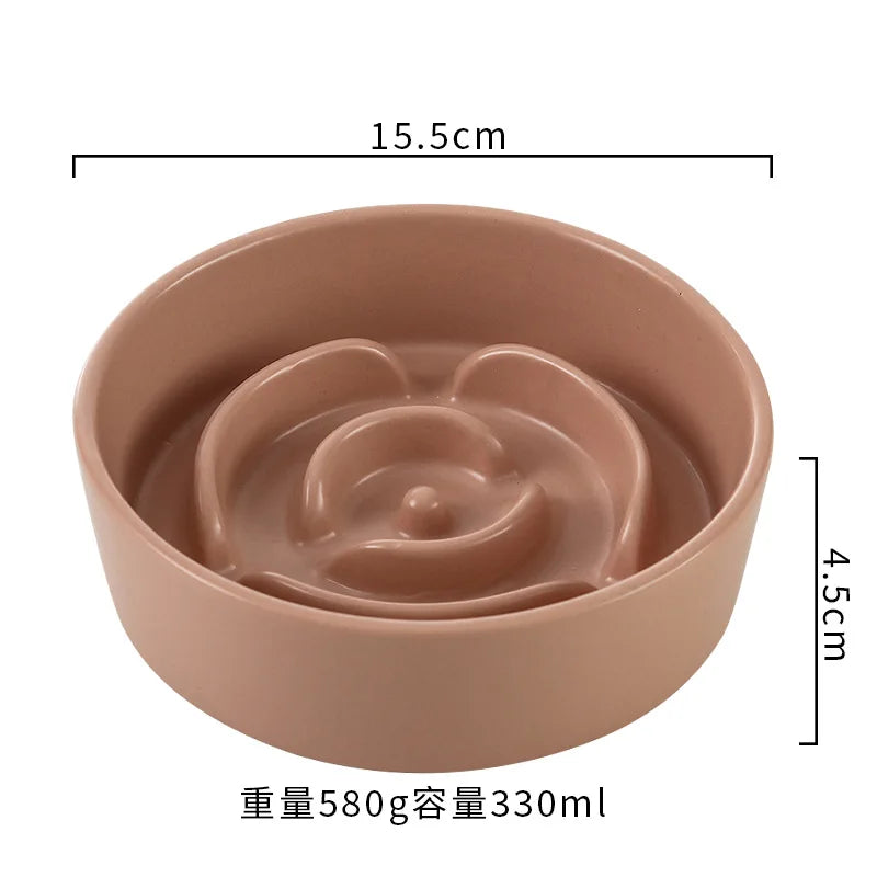 Ceramic Slow Feeder Pet Bowl for Dogs and Cats