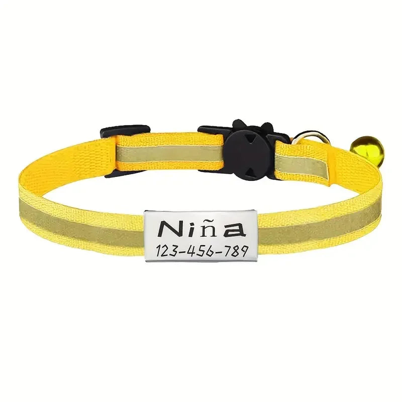 Personalized Free Engraving Reflective Cat Collar Adjustable Nylon