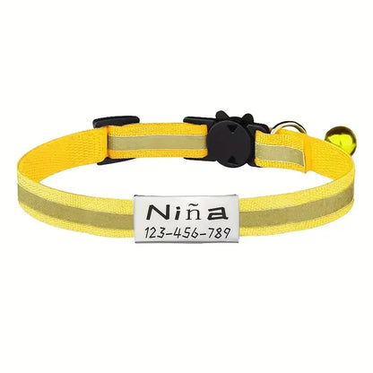 Personalized Free Engraving Reflective Cat Collar Adjustable Nylon