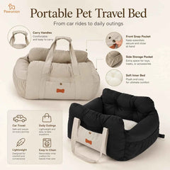 Dog Car Seat for Small Medium Dogs, Portable Pet Booster Seat with Soft Plush Interior, Storage Pocket & Safety Tether, Cozy Travel Bed for Front or Back Seat